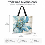 HOMELYA Large Cotton Canvas Zippered Tote Bag for Women | Reusable Eco-Friendly Shoulder Carry Bag | Spacious Shopping, Office & College Handbag (Blue Flor Print)