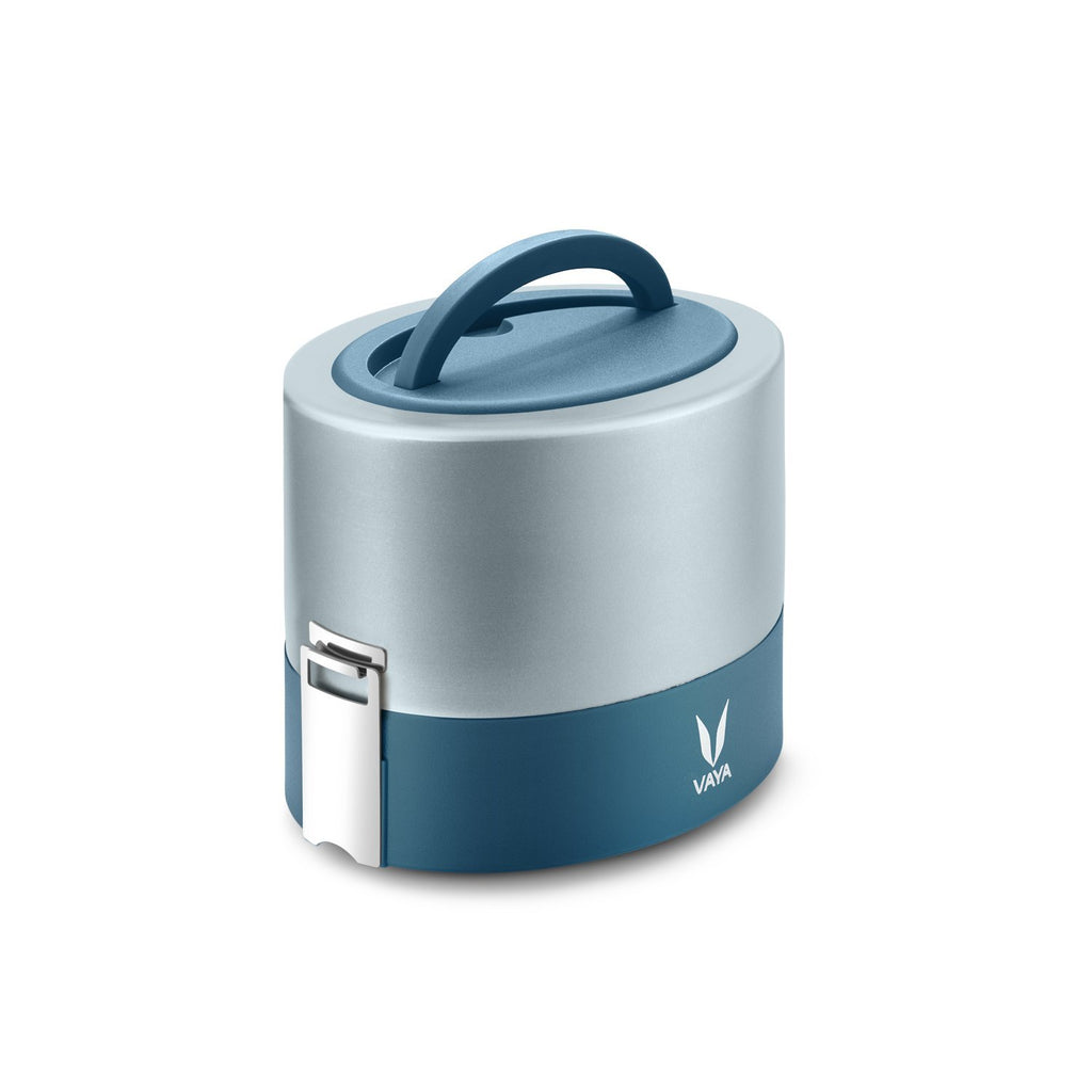 VAYA TYFFYN Lunch Box for Kids for School,Copper Finished Stainless Steel Tiffin Box, Insulated Tiffin Box for Office for Women, 600ml with 2 Leakproof Containers, Hot Lunch Box for Boys, Blue