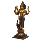 ARTVARKO Brass Lord Murugan Kartikeya Murugana Kumaraswamy Karthikeya Standing Idol Swaminatha Skanda Murti Brown & Gold 12 Inch