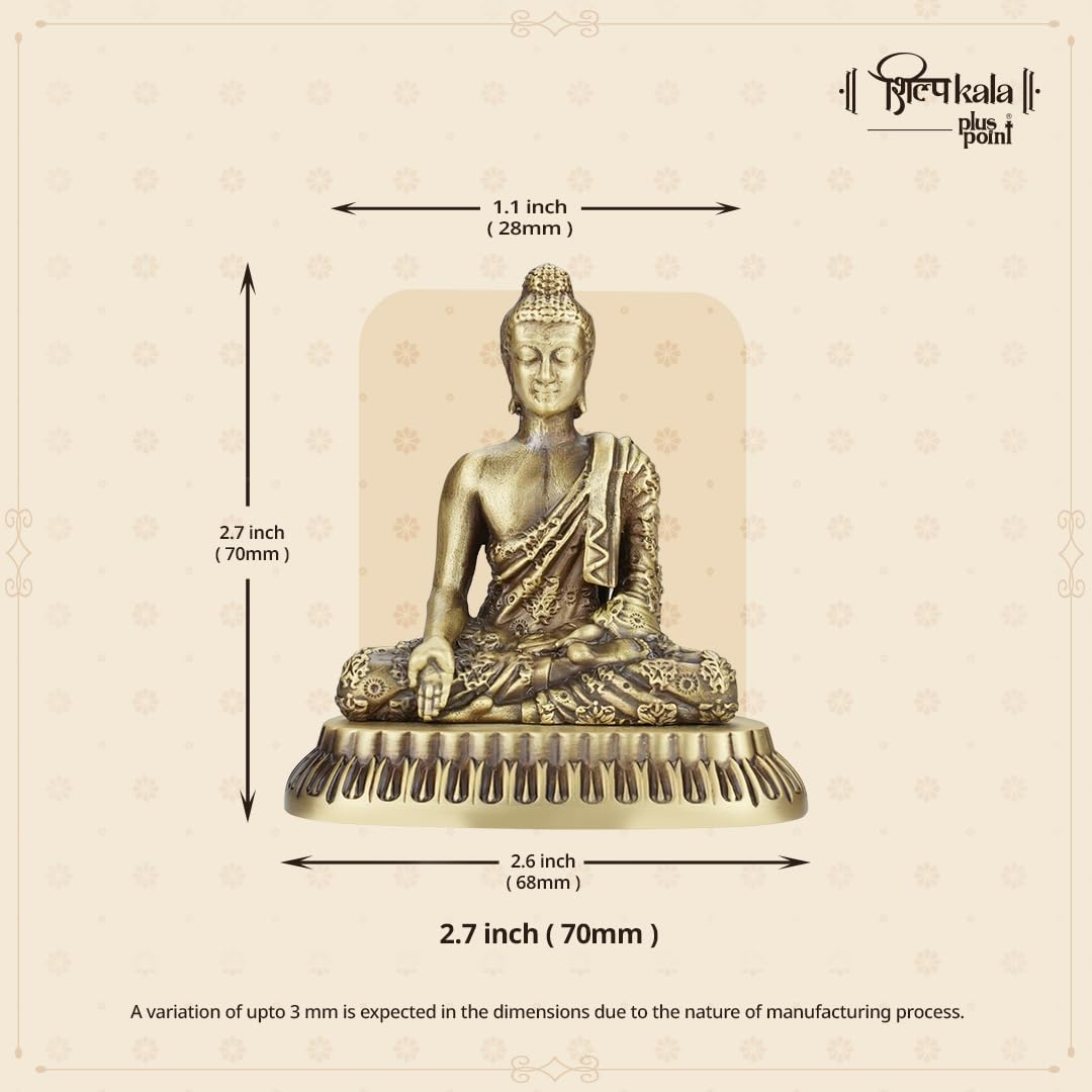Shilpkala 2.7 Inch Brass Ultra Fine Gautam Buddha Idol for Home & Office, Pooja, Table Decor, Worship & Gift