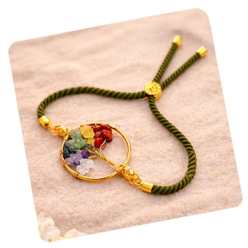 CraftVatika 7 Chakra Bracelet for Women Girls, Tree Of life Lucky Charm Adjustable Bracelet for Women, Handmade Spriritual Energy Daily Wear Lucky Charm, Birthday Healing Gift Colorful Stone bracelets