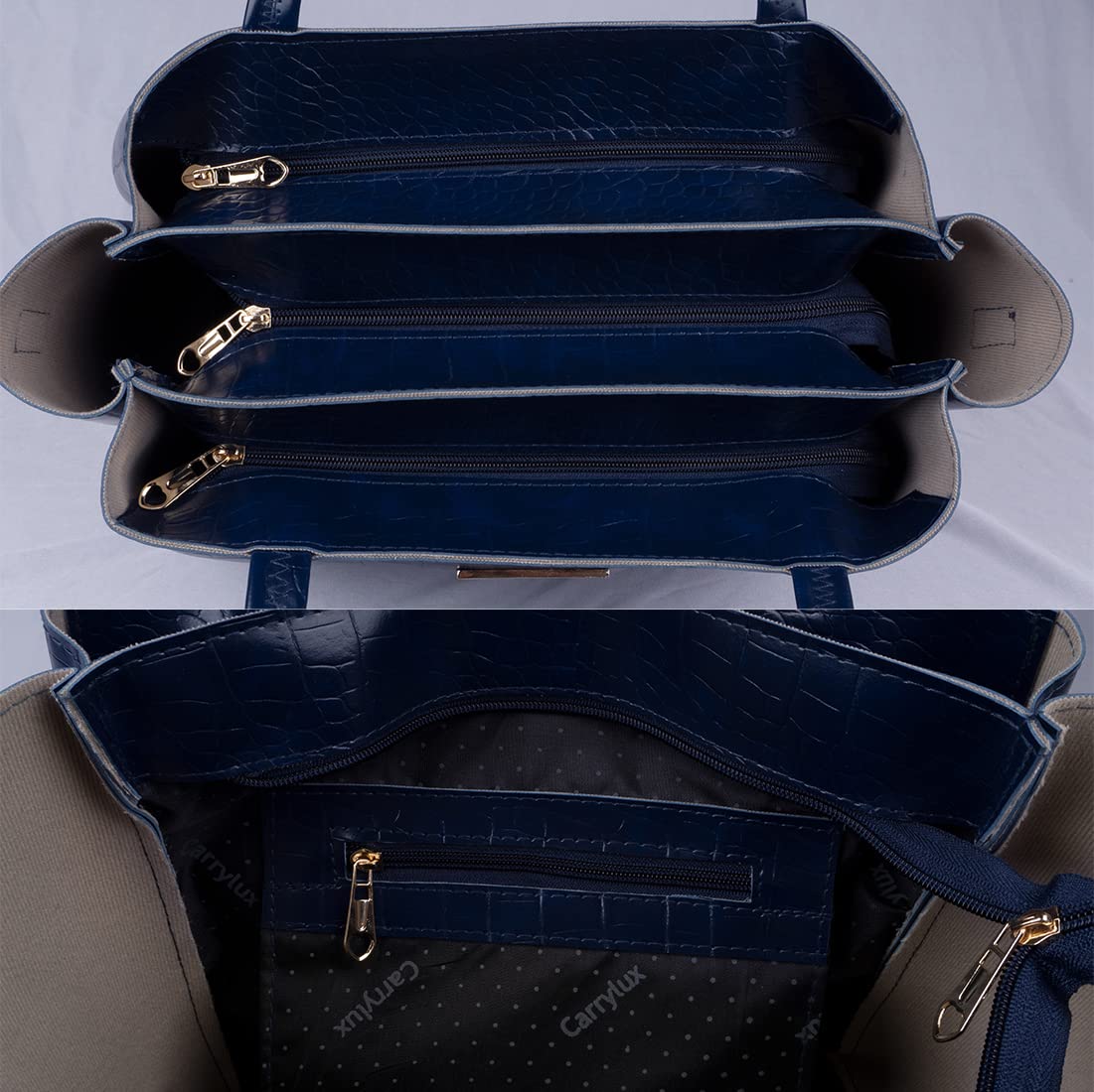Carrylux Large Capacity Croco Pattern Tote Bags For Womens Big Purses And Handbags Ladies Big Shoulder Bag (Blue)