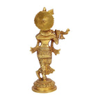 SVARUP Brass Krishna Bhagwan Idol Statue God Love Murti for Home Decor Living Room Pooja Temple Sculpture Gift Height 7.5 Inch