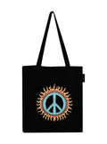 Peach Blossom Printed Cotton Zipper Tote Bags | CBAG - BLK-SUN BENZ