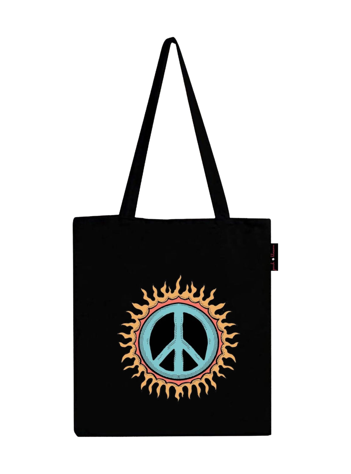 Peach Blossom Printed Cotton Zipper Tote Bags | CBAG - BLK-SUN BENZ