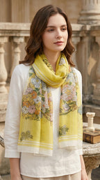 CrossKulture Scarf Stole for Women - 185 x 135 cm Chiffon Scarf with Floral Print | Lightweight Soft Stole for Girls | Satin Feel Neck Wrap | Women Accessory (Colour33)