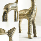 BEHOMA Antique Golden Metal Christmas Reindeer Figurine - 1 Pcs
