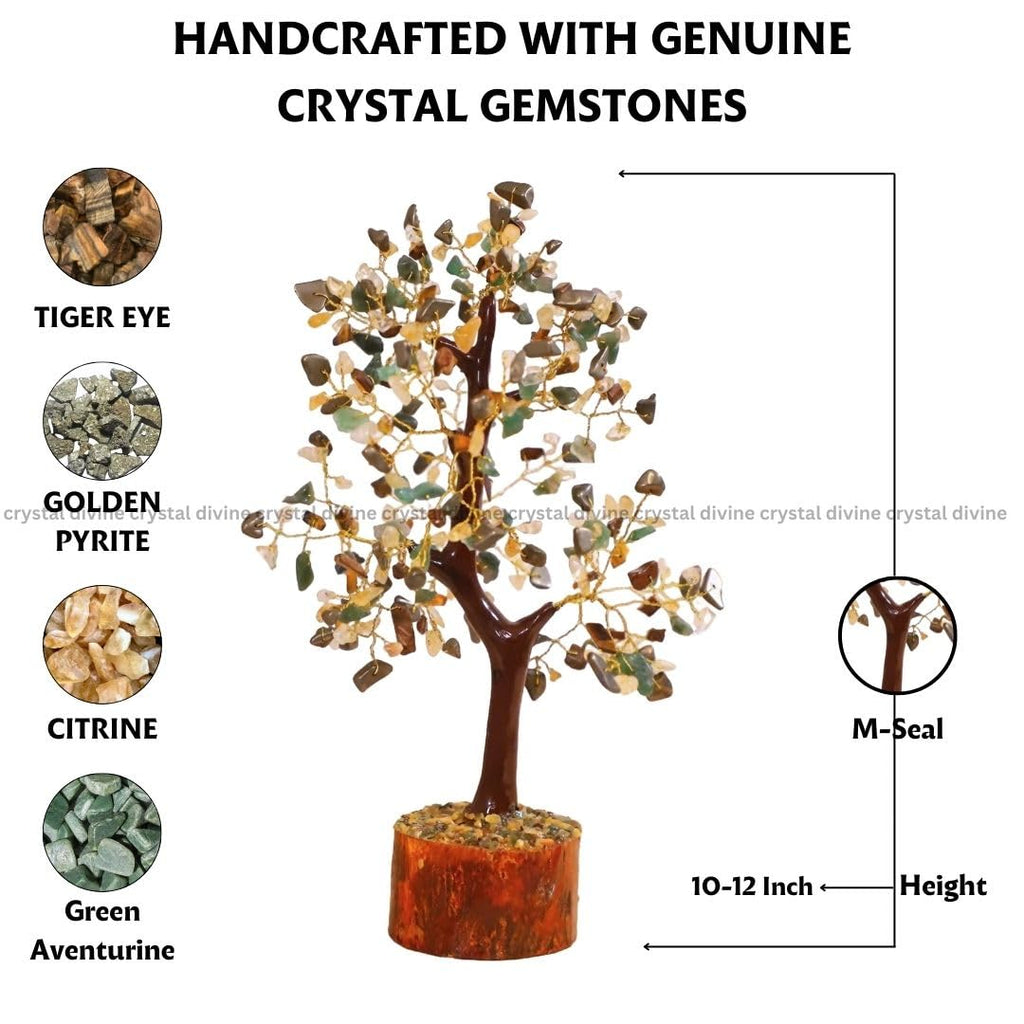 Crystal Divine Money Magnet Crystal Tree Handmade Home Decor Items Bonsai Showpiece Vastu Gift Decoration Hall Healing Crystals Gifts, 6 Cm, 26 Cm