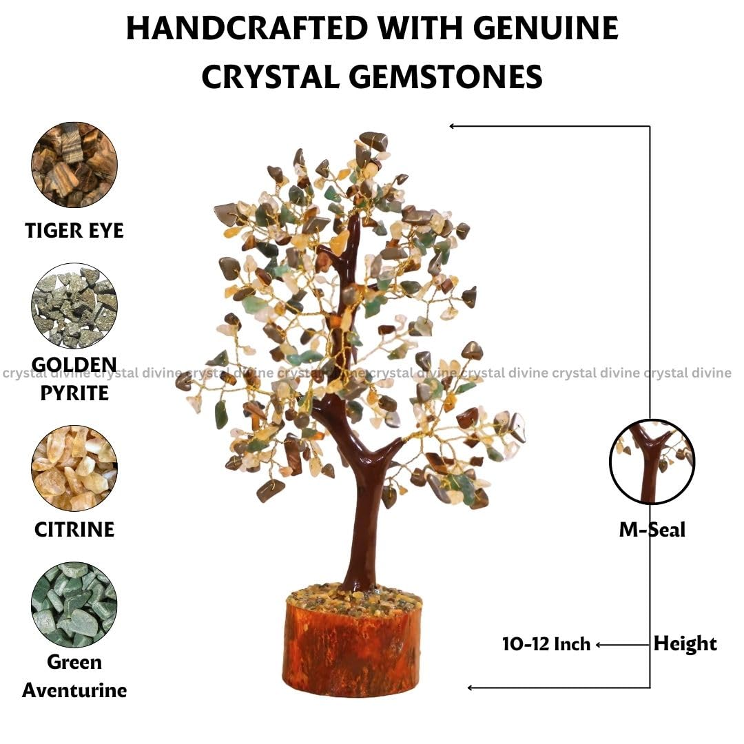 Crystal Divine Money Magnet Crystal Tree Handmade Home Decor Items Bonsai Showpiece Vastu Gift Decoration Hall Healing Crystals Gifts, 6 Cm, 26 Cm