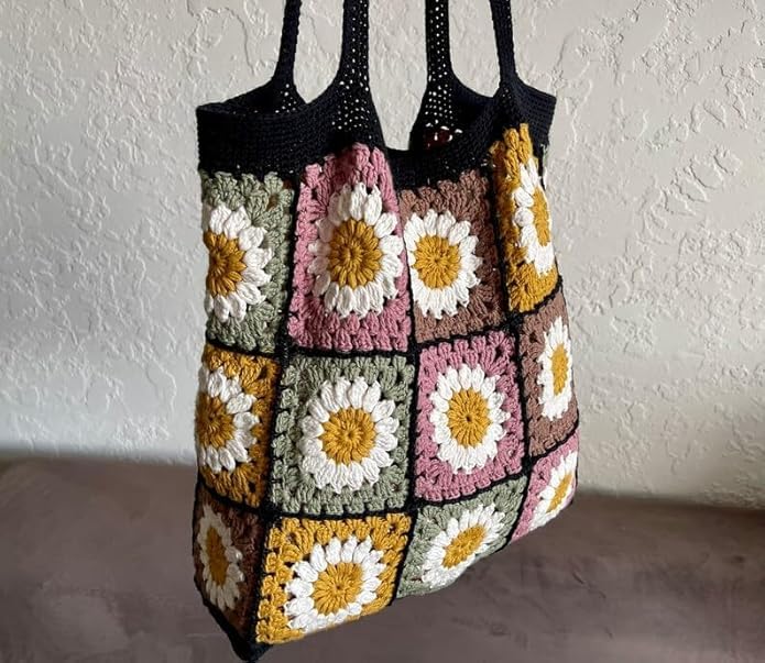 M/S DIGITAL HANDICRAFT Crochet Tote Bag Modern Handbag Cotton Handmade bag Shoulder bag Reusable Bag Market Bag Crochet beach bag Beautiful Pack of 1
