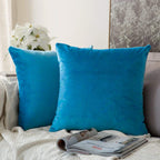 Khooti Velvet Cushion Cover, 26x26 | Bondi Blue | Pack of 1 | Solid Plain Soft & Smooth, Decorative Cushion Covers for Living Room, Bedroom, Couches, Chairs, Sofas, Beds & Home Decor