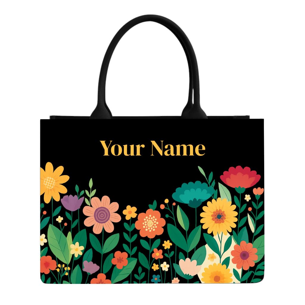Personalised/Personalized Tote for Women | Customised/Customized Name Bag | Stylish Luxury Handmade Gift for Her | Travel & Office Use | Birthday, Anniversary, New Mom Present