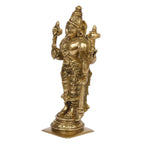 ARTVARKO Brass Lord Bhagwan Vishnu Narayana with Shankh Chakra Idol Statue for Home Décor Mandir Temple Puja Gift 7 Inch