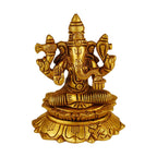 Svarup Brass Sitting Ganesha Idol in Gold Color Height 5 Inch Weight 0.37 Kg