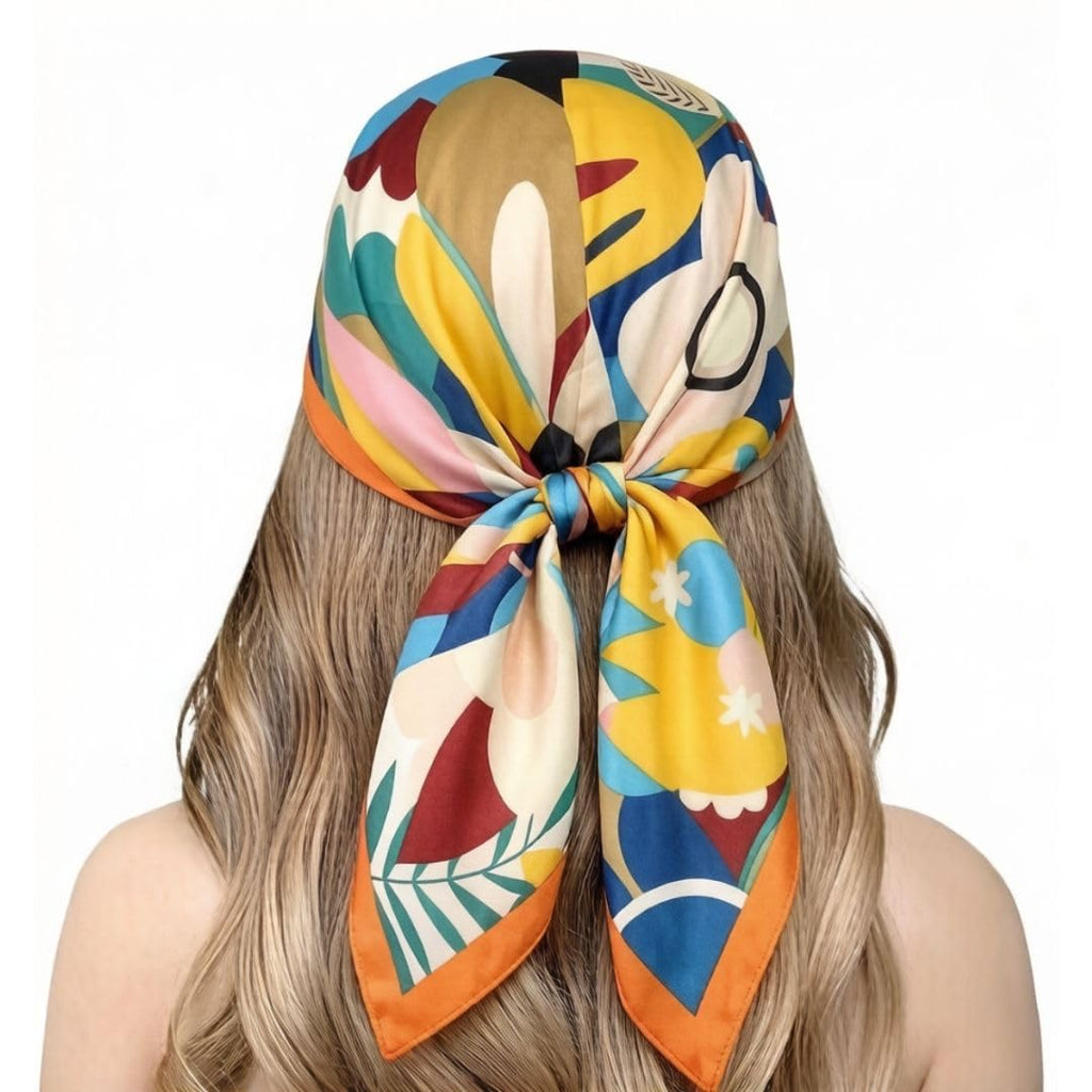 Luxeeva® 35“ Orange Silk Head Scarf for Women Stylish, Satin Hair Bandana, Soft & Stylish Hijab Scarf for Summer Sun Protection, Workout, Fashion, Beach & Everyday Chic Look