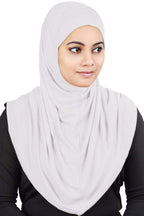 MyBatua Women's 2-Piece Al-Amira Hijab With Under Scarf/Cap/Bonnet In Soft Viscose Jersey, Ready To Wear HJ-129 (White) For Female