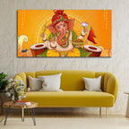 VIBECRAFTS Canvas Paintings for Living Room Drawing Room Ganesh Canvas Wall Painting for Home|Office|Gift(PTVCH_2371)