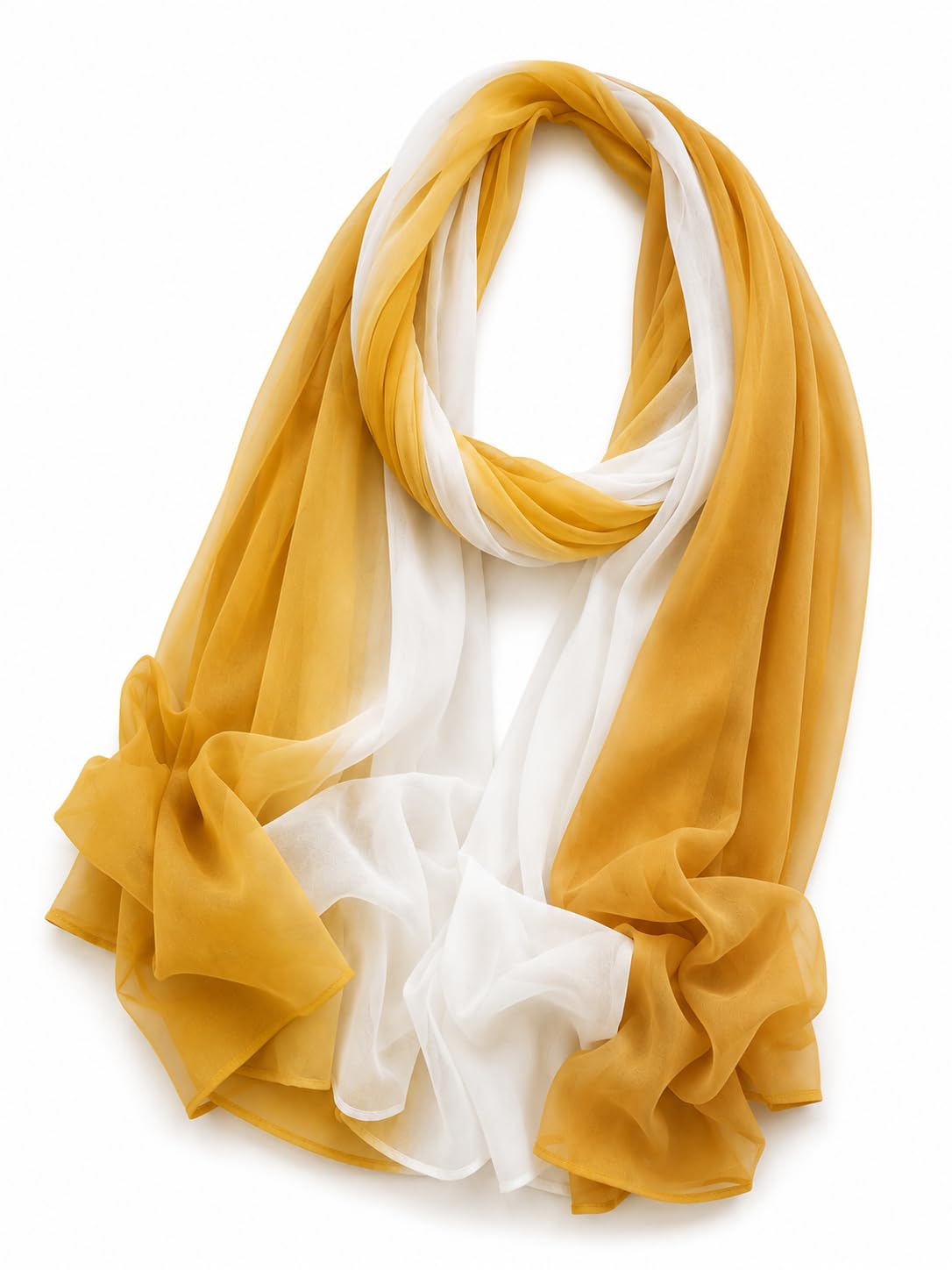 URSHIA Malaysian Georgette Ombre Hijab Scarf Dual Shade 170x70 cm, MUSTARD