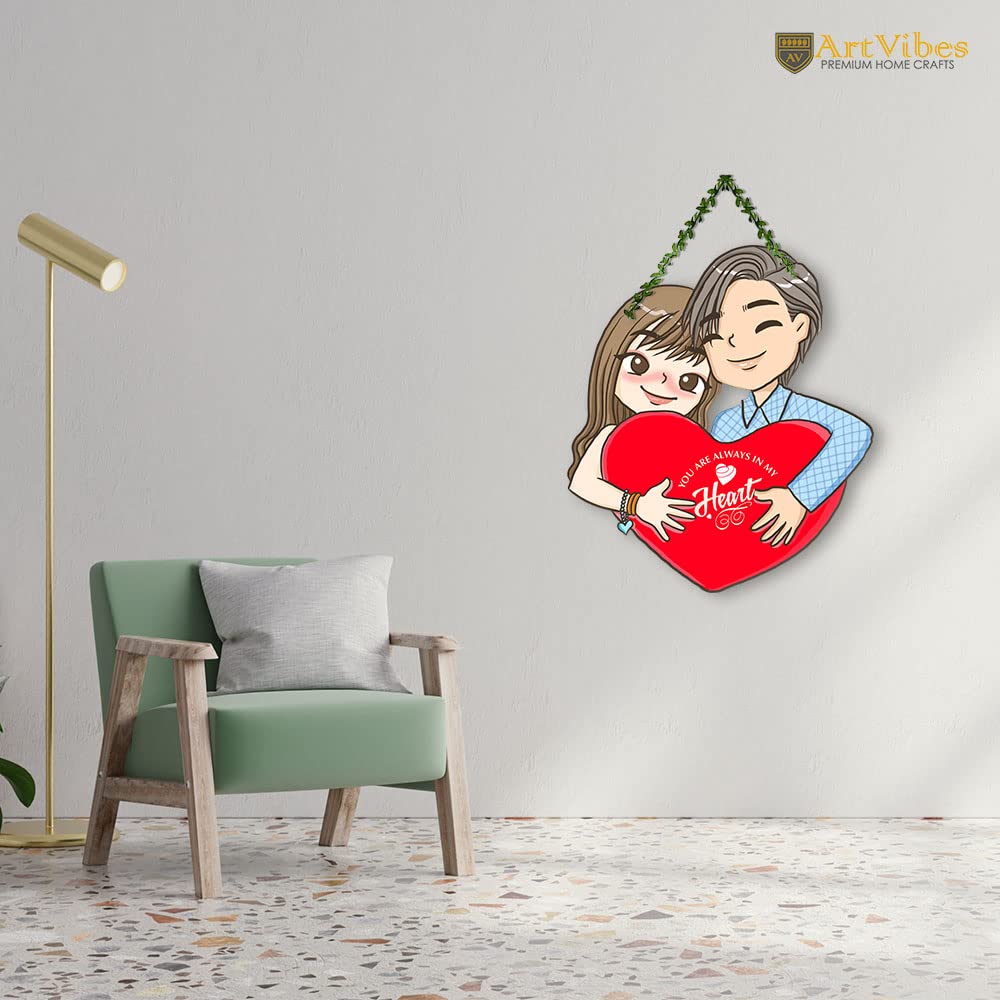 Artvibes Love Heart Wall Hanging for Home Decor | Valentine Gift for Partner | Gift Items For Girlfriend Boyfriend Husband Wife | Wall Poster | Aesthetic Wall Art | Wall Accent (WH_8308N)