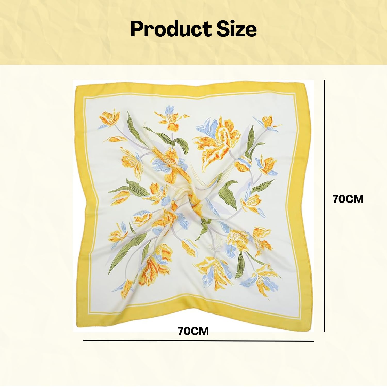 Flavizo Neck Head Scarf for Women, Satin Silk Head Scarf – 27'' Square Elegant Floral Necktie Ribbon, Hair, Neck, and Handbag Accessory
