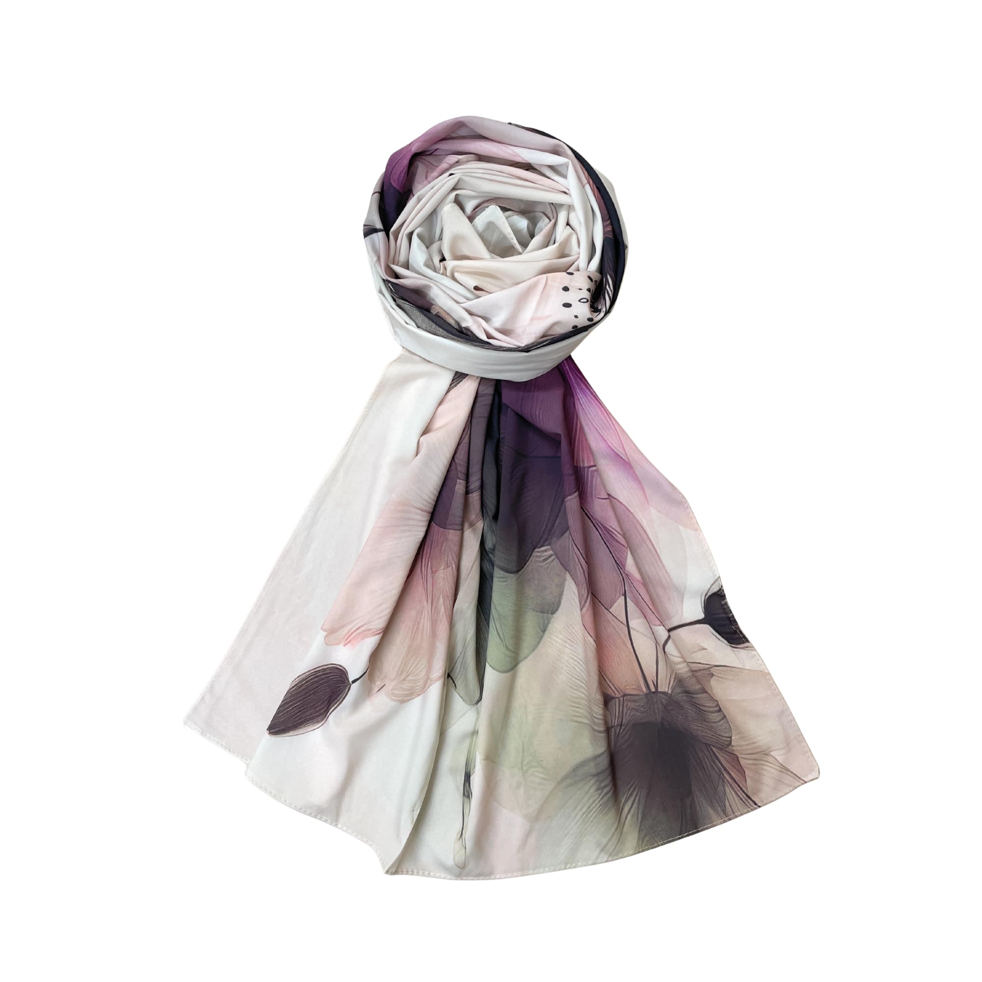 FAHABO Iconic Collection Digital Print Swiss Butter Cotton Scarf Stole for Women (Antique Ivory - Pu)