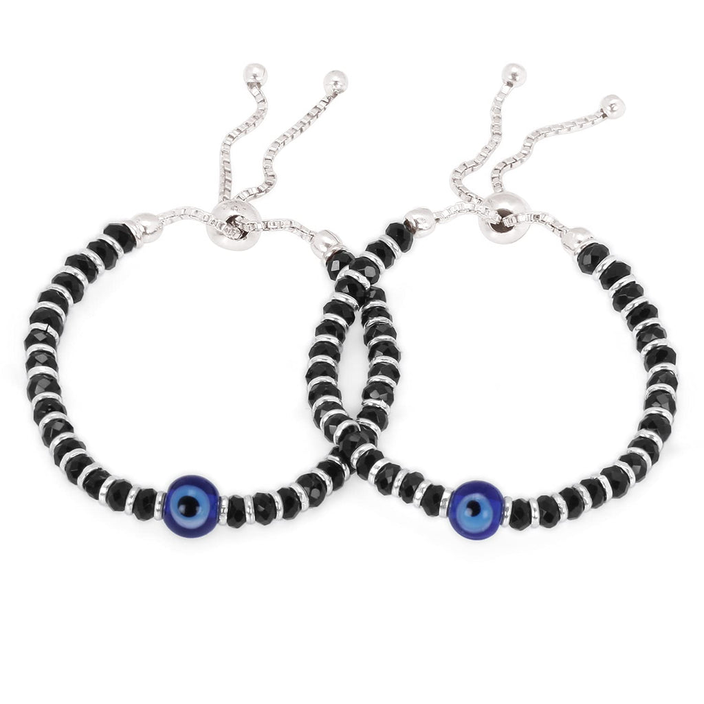 Osasbazaar Sterling Silver Nazariya Kadli Bracelet Adjustable with Evil Eye for Boys, Girls, Children, Baby (Black) - 90%-92.5% Purity Cerified.