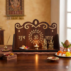 BerryBox Wooden Pooja Mandir for Home & Office - Mini Pooja Stand for Wall Hanging | Small Wood Temple for Desk & Shelf | Compact Devghar for Home Wall Mounted & Tabletop (15 x 14 x 21 CM)