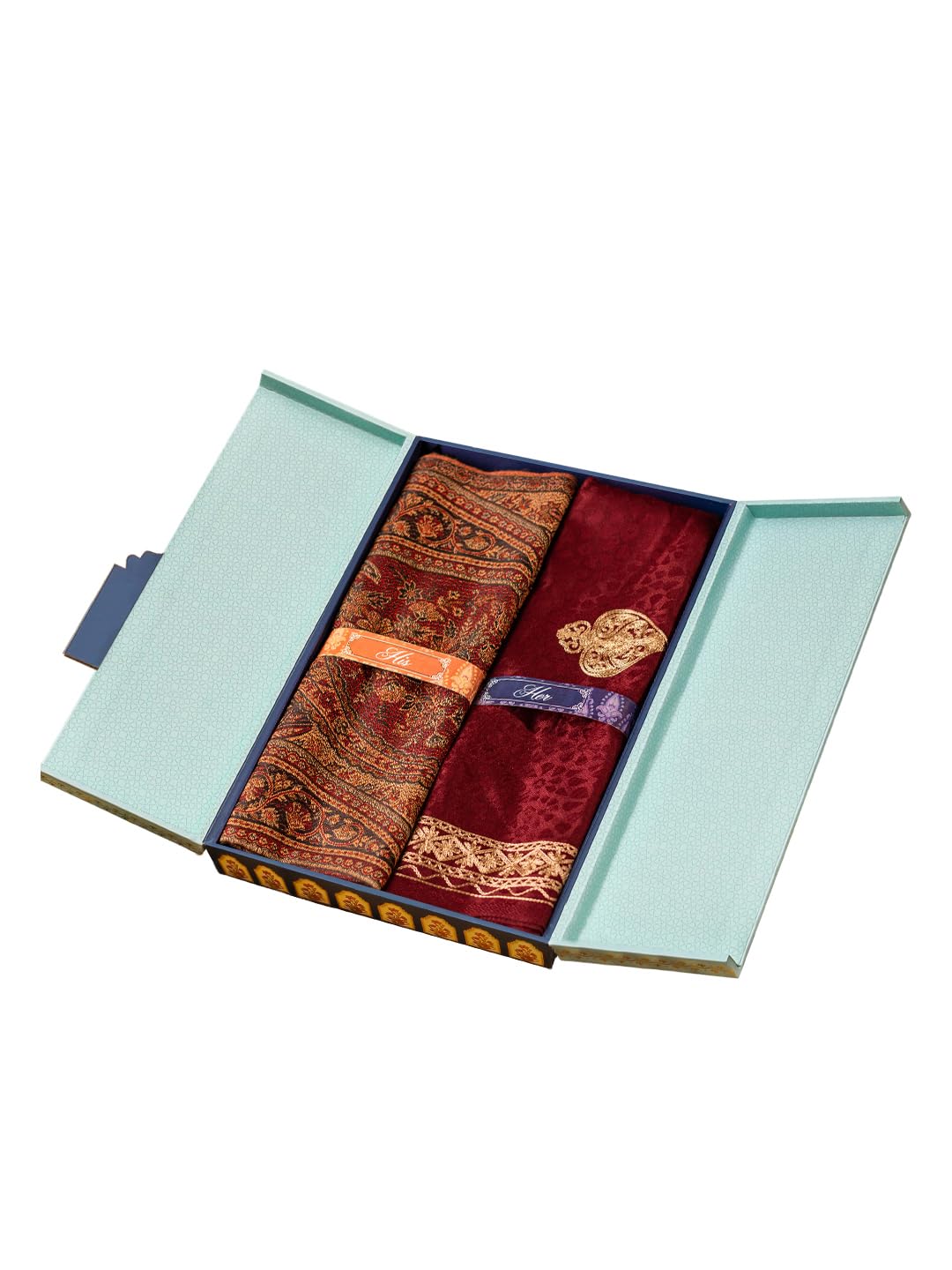 Pashmoda His and Her Gift Set of Kaani shawls With Wooden Gift Box