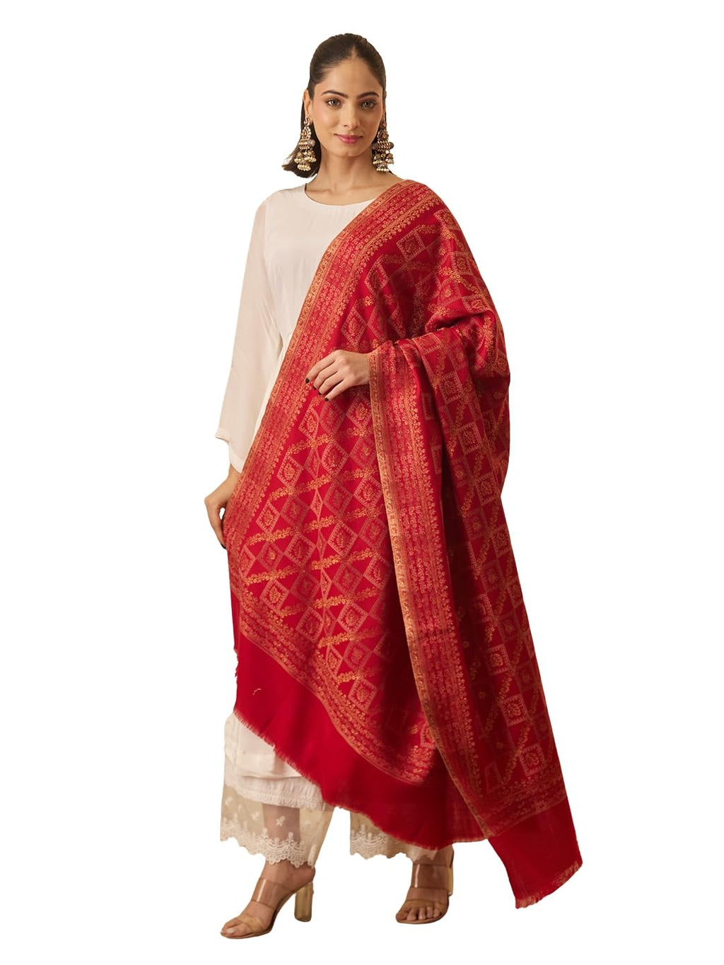Pashmoda Women Mahtab Kashmiri Jamawar Woven Design Shawl (Size: 40x80in, 101x203cm) SECS56
