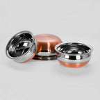 ALWAFLI 3 pcs Stainless Steel Copper Bottom Kitchen Serving, Cooking Bowl | Handi Set | Biryani Handi for Kitchen & Restaurant | Cookware Set | (3 pcs)