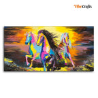 VIBECRAFTS Premium Running Horses Canvas Wall Painting Abstract Art With Frame for Living Room Drawing Room Home|Office|Gift (PTVCH_2202N)