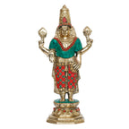 ARTVARKO Brass Tirupati Balaji Venkateshwara Idol Vishnu Chakra Namah Shankh Statue Murti Lord Srinivasa Pooja Vastu Religious Idol for Home Office Temple Decor Gift 11 Inch.