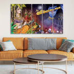 VIBECRAFTS Five Pieces Wall Painting of Radha Krishna Warli Art For Home|Office|Living Room|Gift (PTVC5Pcs4_8729)