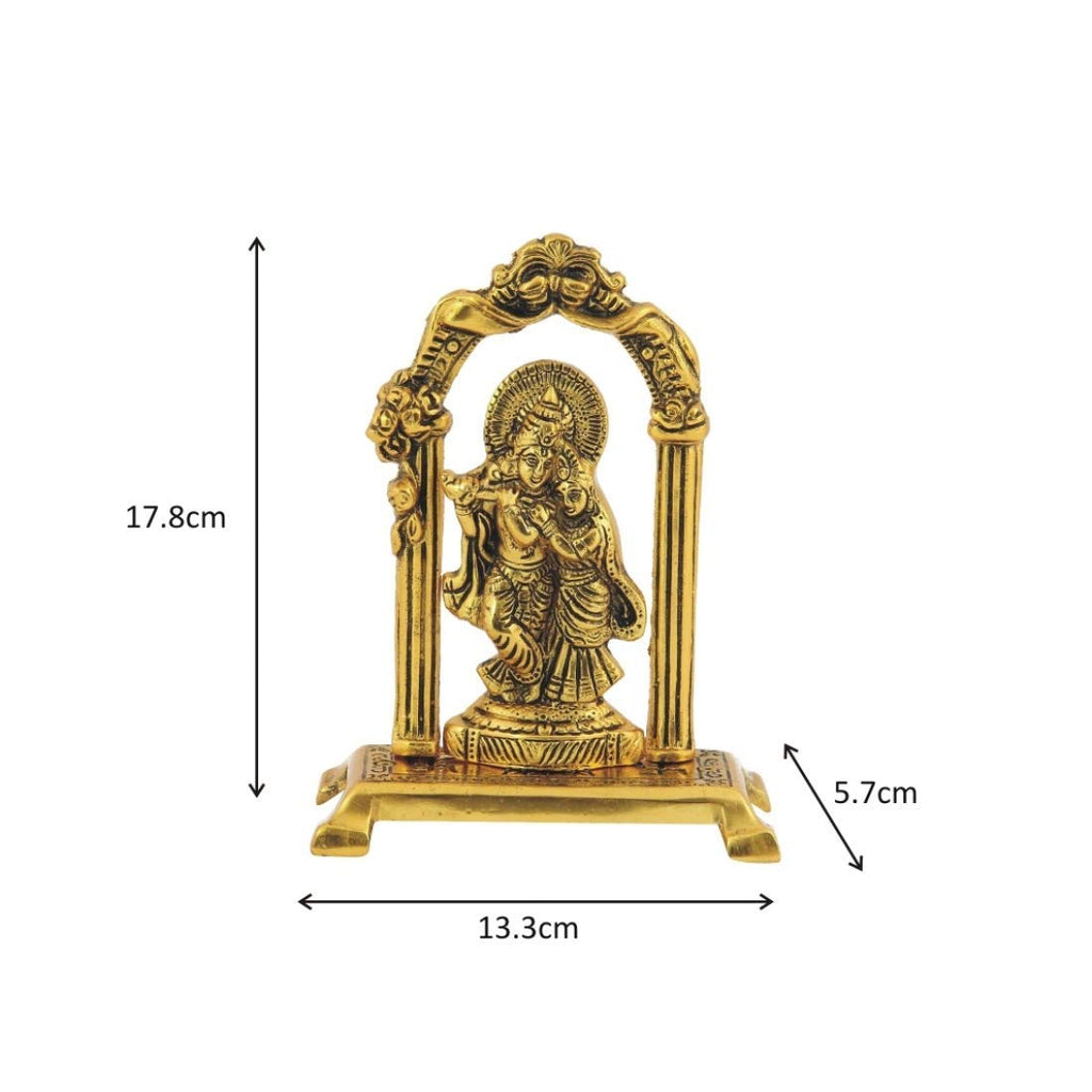 Prince Home Decor & Gifts Radha Krishna Standing Under Mehrab Metal Showpiece – Handcrafted Decorative Idol for Home Temple, Living Room Décor & Auspicious Festive or Wedding Gifting