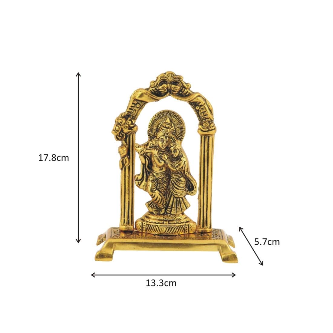 Prince Home Decor & Gifts Radha Krishna Standing Under Mehrab Metal Showpiece – Handcrafted Decorative Idol for Home Temple, Living Room Décor & Auspicious Festive or Wedding Gifting