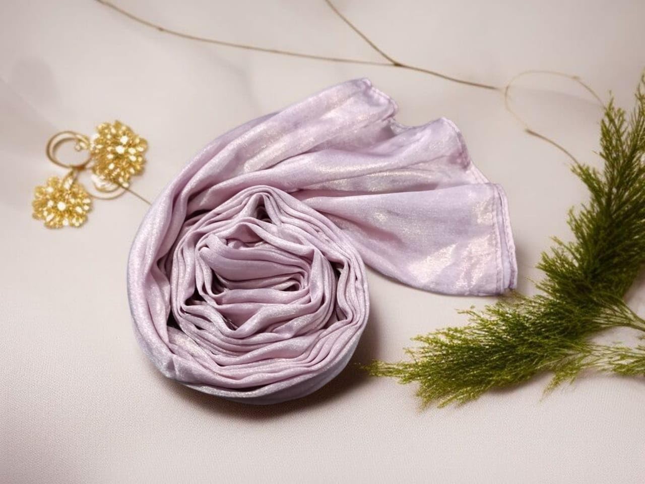 Premium Shimmer Muna Satin Scarf | Hijab | Soft, Shiny & Stylish | 180 cm x 70 cm | Elegant Choice for All Occasions – Parties, Weddings & Festivals (LIGHT TEA PINK)