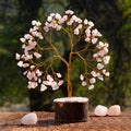 Reiki Crystal Products Rose Quartz 100 Bead Crystal Stone Tree | Natural Gemstone Money Tree for Love, Harmony, Emotional Balance & Positive Energy | Home Office Décor, Vastu & Feng Shui Gift