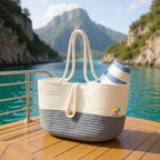 DYARCHY Cotton Rope Woven Tote Bag, Large (MULTI) ZIPPER BAG (COLOR 54)