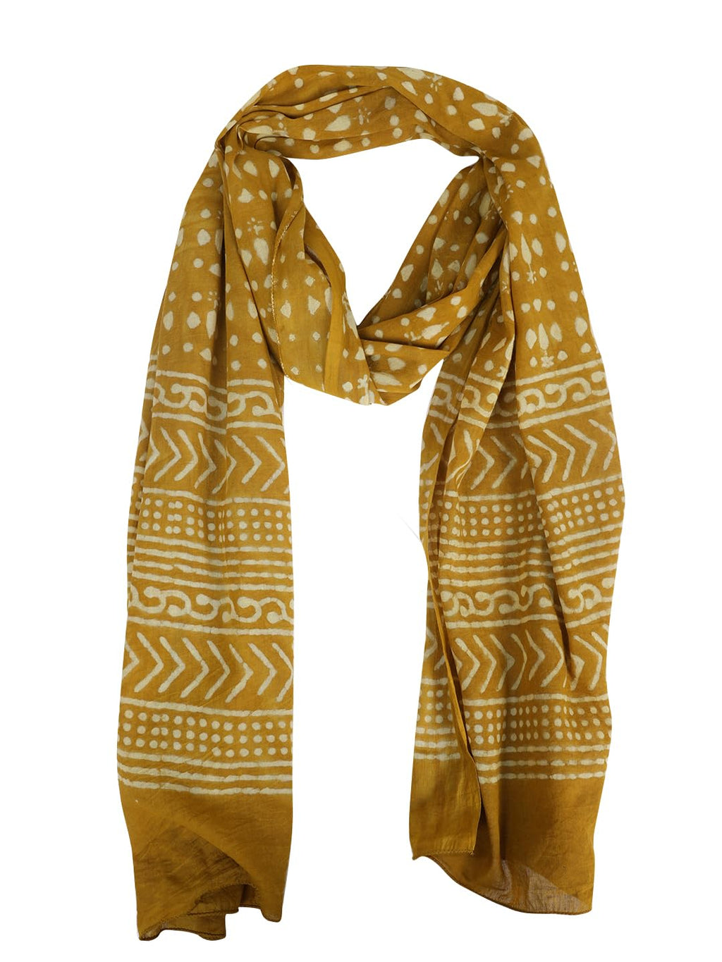RAI SAHAB Printed Cotton Scarf for Women, Lightweight Soft Scarves Stoles for Summer & Winter(ST-36BYELLOW)