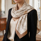 Women’s Cream & Brown Viscose Printed Scarf – Soft Lightweight Floral Pattern Shawl Wrap – Fashion Stole Dupatta for Casual, Office, Travel & All Season Wear