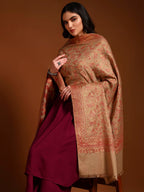 Pashmoda Women Aabroo Kashmiri Jamawar Woven Shawl, Kaani Jacquard Shawls, Stoles, Wraps, Luxury Pashmina Evening Wrap (Size: 40X80 Inches, Pashmina Color) SECS58