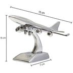 DSH Brass Jet Plane On Stand Table Top Decorative Showpiece for Home Decor & Office Table and Gifting. (Silver)