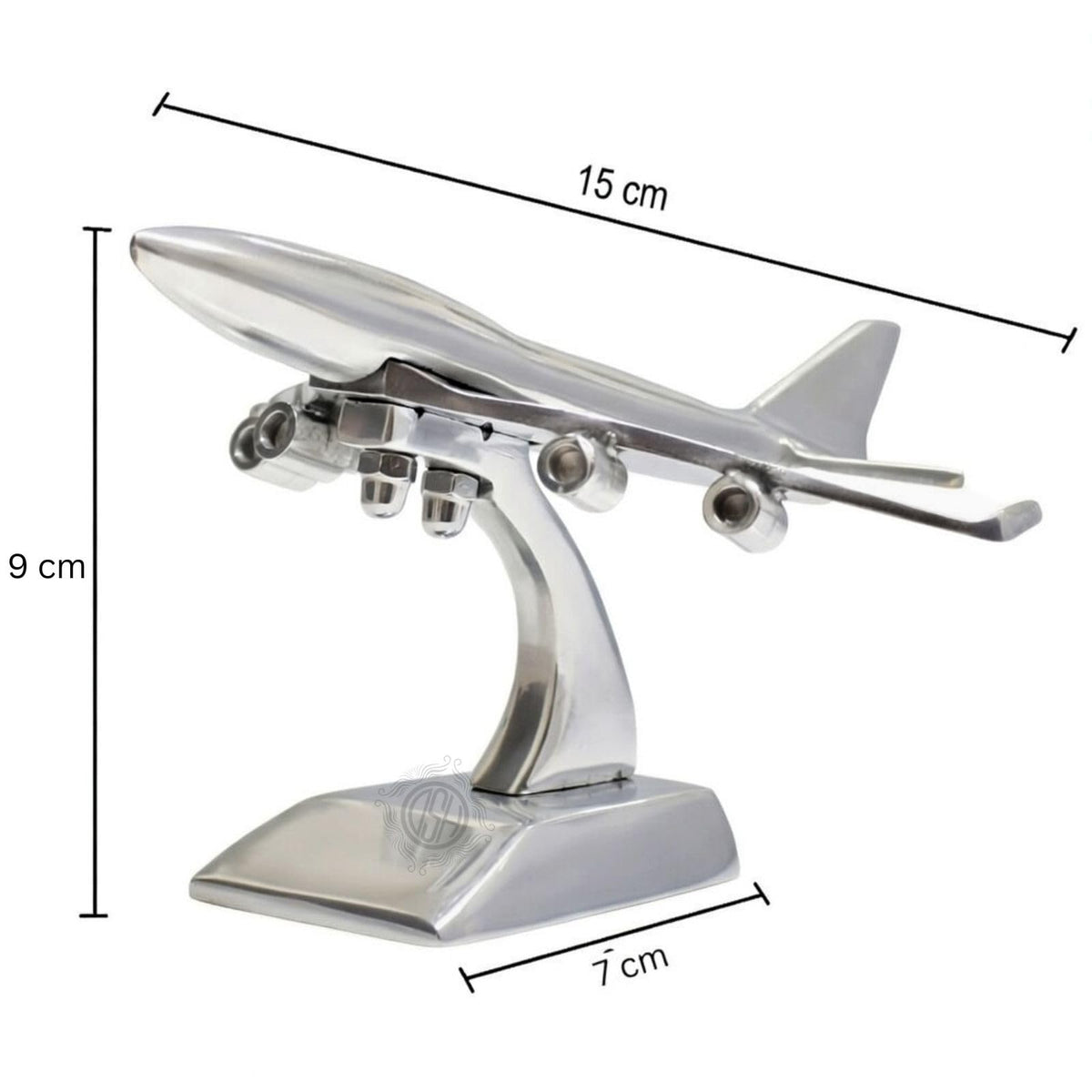 DSH Brass Jet Plane On Stand Table Top Decorative Showpiece for Home Decor & Office Table and Gifting. (Silver)