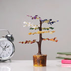Shubhanjali 7 Chakra Tree 100 Beads M-Seal for Home Decoration | Crystal Tree for Positivity Goodluck | Gemstones | Feng Shui Stone Tree for Living Room, Office Desk & Hall Decor | Gift