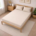 THE HOME STYLE Solid Cotton Feel Pillow Covers (18 x 28 inches, Set of 2 Pcs) | 300 TC | Super Soft & Smooth (Cream)