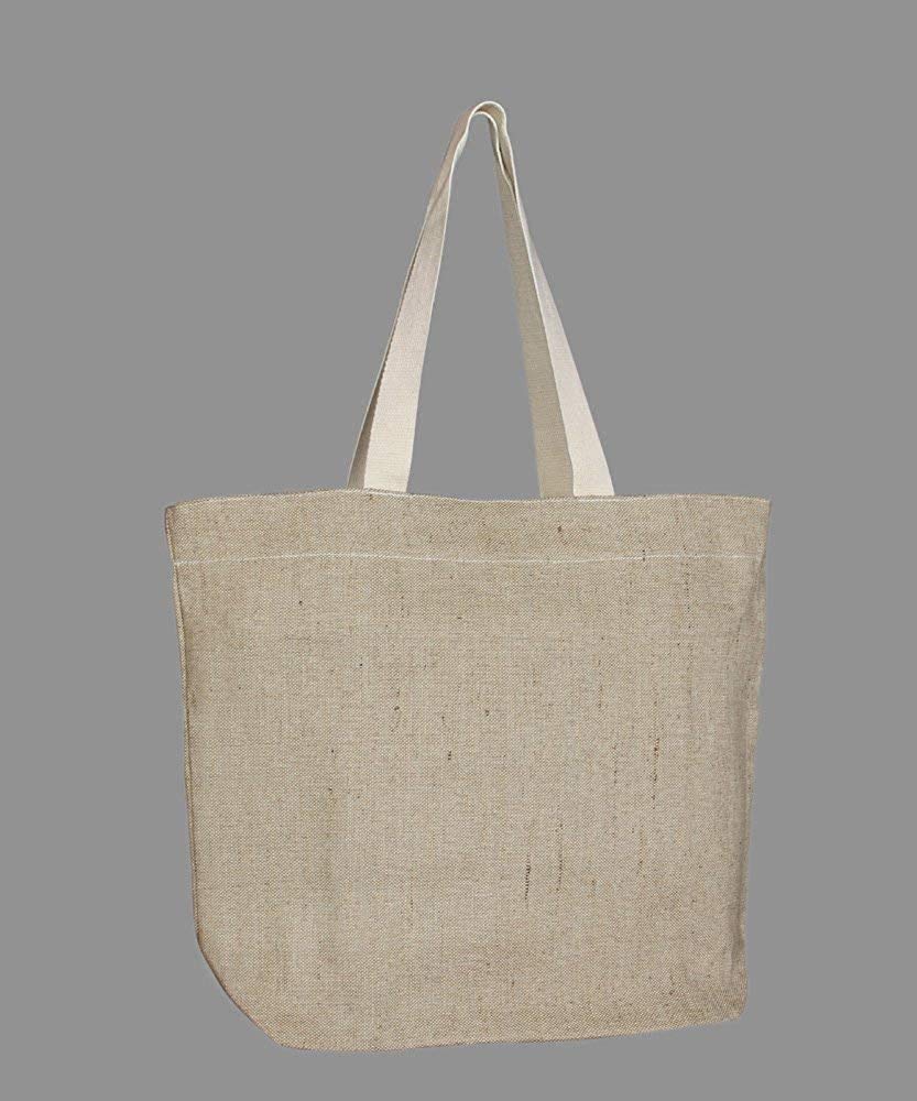 THE BESTSELLERS 91831 Essentials Carrying Bag, 100% Jute/Cotton, Reusable, Eco Friendly, Large, Beige (Natural) MADE IN INDIA