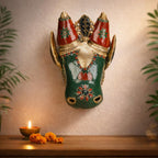 ARTVARKO Brass Nandi Bull Face Wall Hanging Sculpture for Home Office Decor 10 Inch