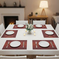 YELONA Placemats Set of 6, Heat-Resistant Woven Vinyl Table Mats, Non-Slip & Washable Dining Tablemats for Kitchen & Dinner Decor, Ombre Red (45cm x 30cm) Kafalo