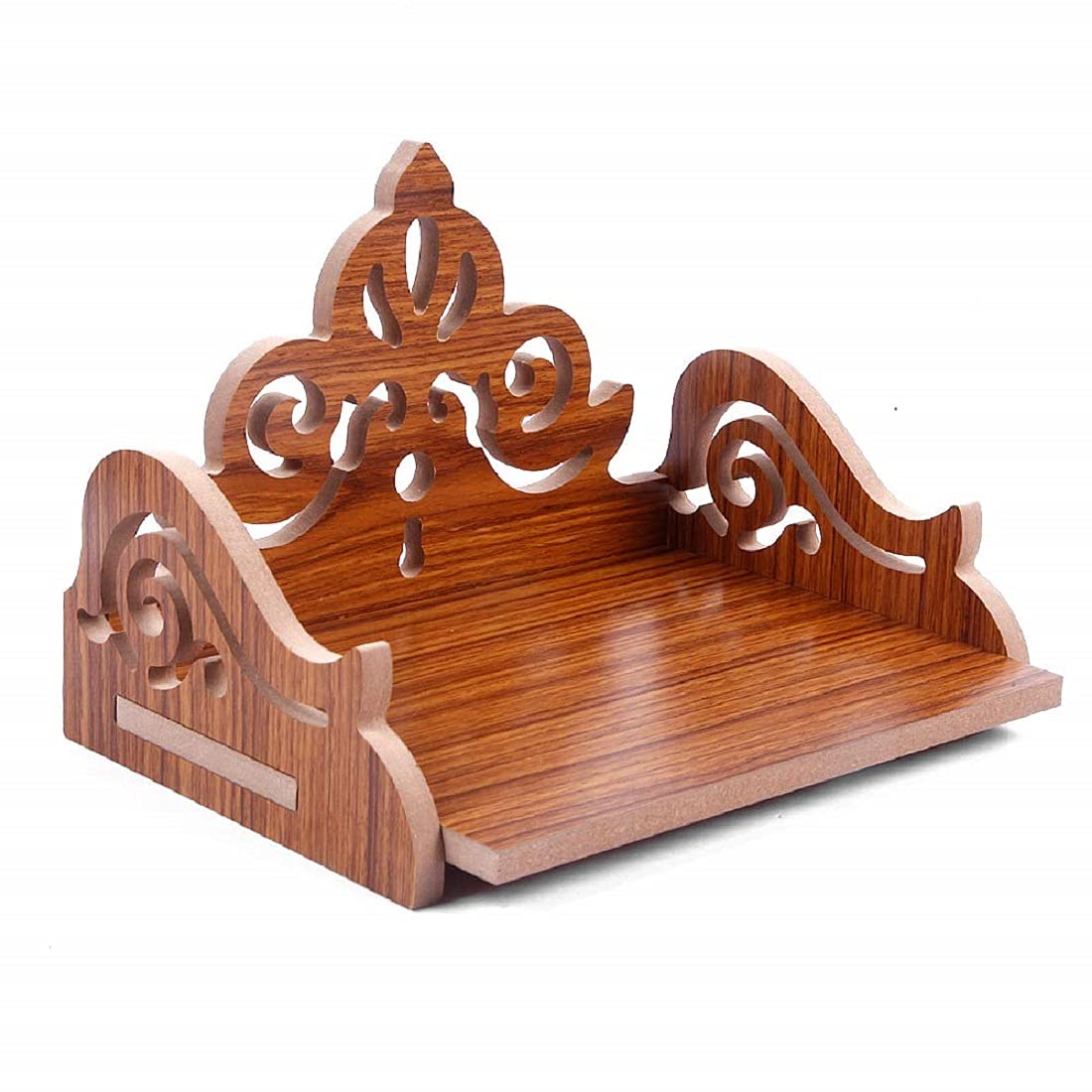 CRAFTSFY ooden Wall Mount Temple for Home Shop Office | Art and Craft Wooden Temple | Home Temple | Puja Mandir |Wall Hanging and Table Top Home Mandir Temple (Brown Color) (Brown)