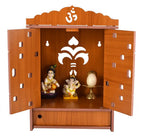 MIDU Pooja Mandir For Home Wall Hanging Mdf Wooden Temple With Door Brand (Orange,41 Cm)